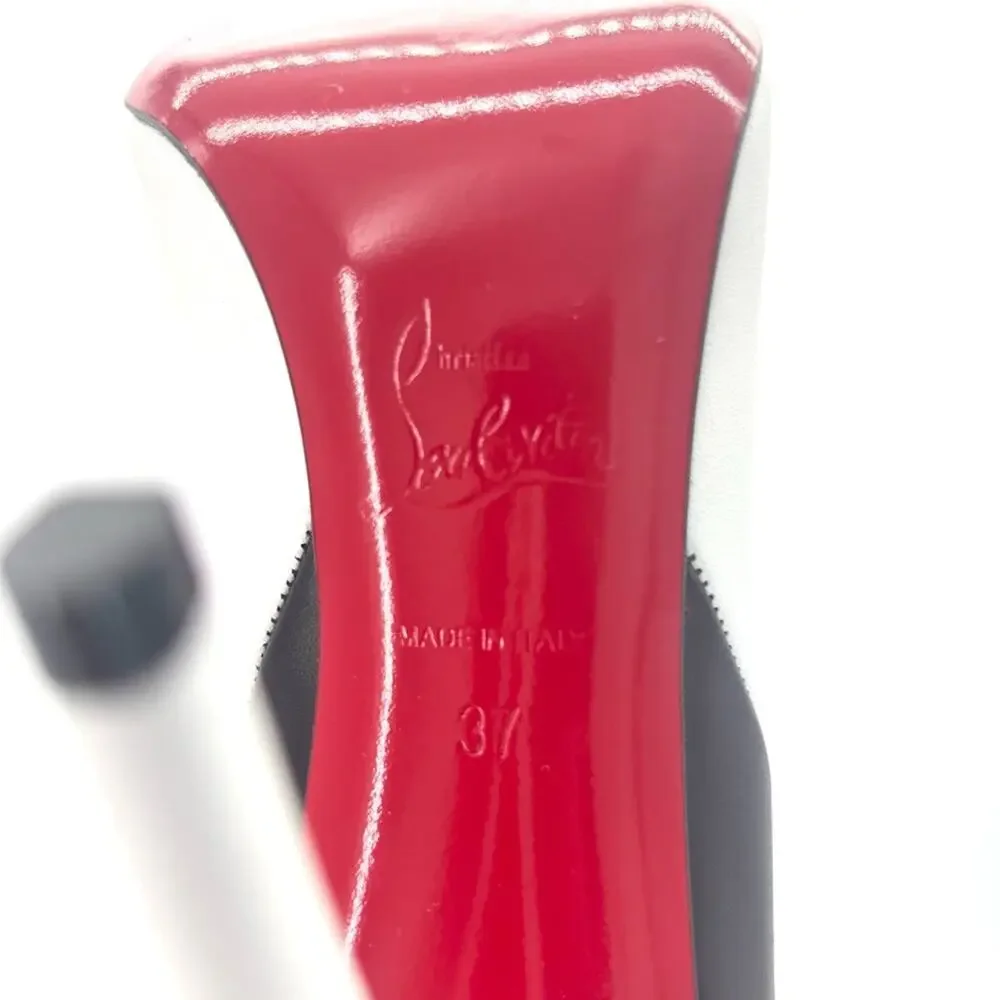 NEW Christian Louboutin Astrilarge Botta 100 Black White Over The Knee Boots 37